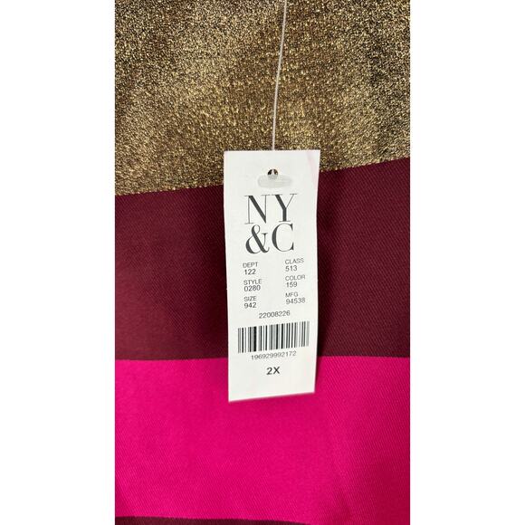 New York & Company Sleeveless Striped Jacquard A-Line Dress Womens Plus Size 2X - Picture 7 of 10